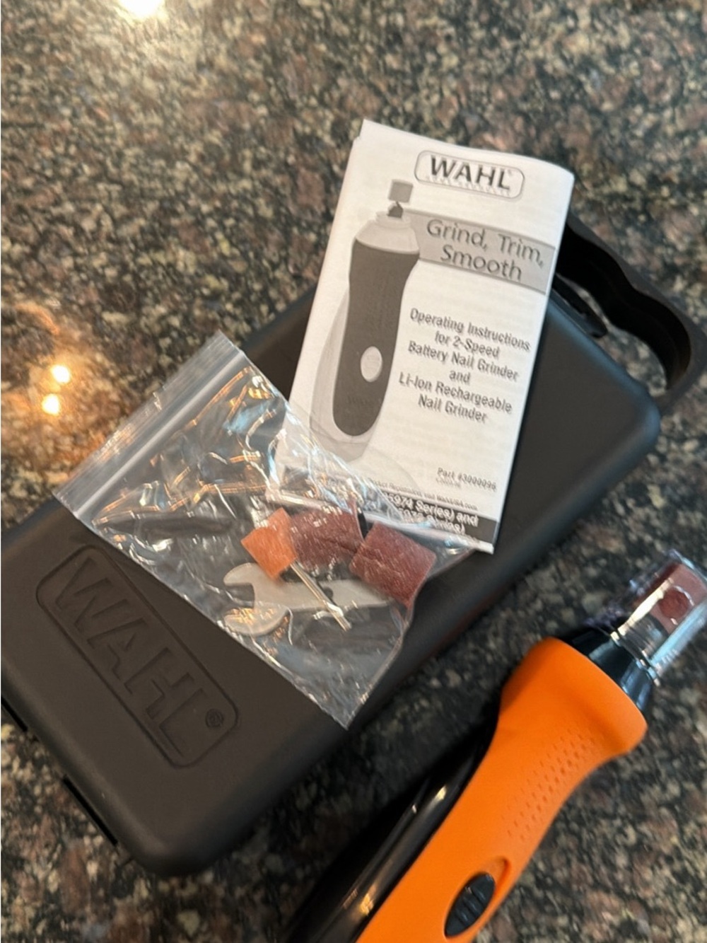 Wahl Orange and Black Rechargeable Nail Grinder Kit with Case